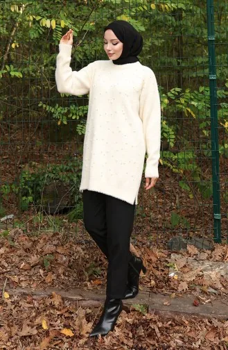 Knitwear Pearl Detailed Tunic 3009-01 Beige 3009-01