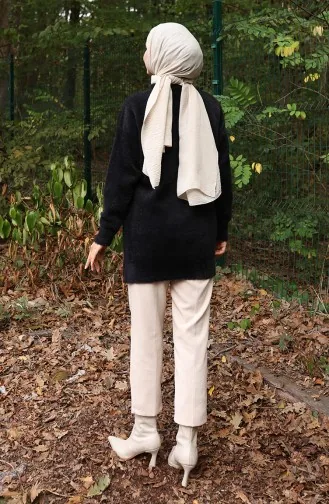 Tunique En Tricot Ornée De Perles 3009-02 Noir 3009-02