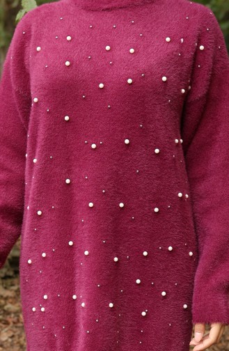 Strick Tunika Mit Perlendetail 3009-03 Pflaume 3009-03