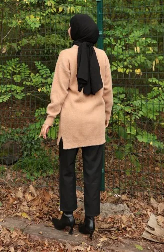 Knitwear Pearl Detailed Tunic 3009-04 Milk Coffee 3009-04