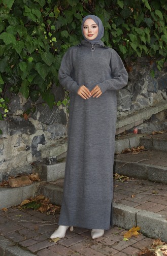 Knitted Turtleneck Dress 0511-02 Gray 0511-02