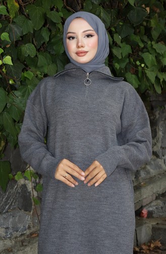 Knitted Turtleneck Dress 0511-02 Gray 0511-02