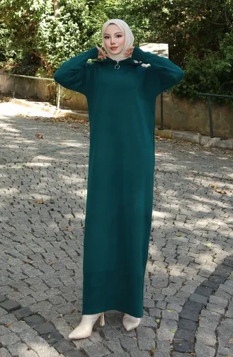 فستان محبوك بياقة مدورة 0511-03 بترولي 0511-03