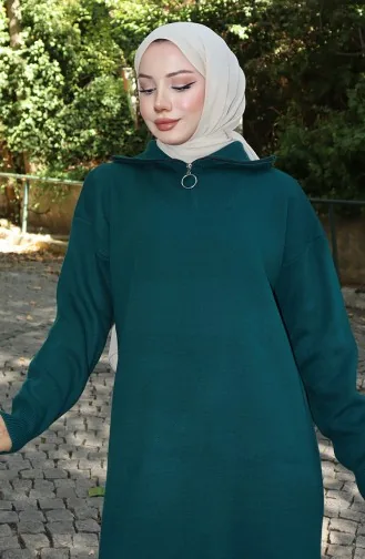 فستان محبوك بياقة مدورة 0511-03 بترولي 0511-03