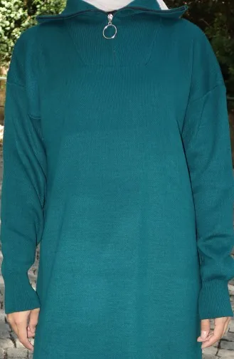 فستان محبوك بياقة مدورة 0511-03 بترولي 0511-03