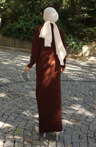 فستان محبوك بياقة مدورة 0511-05 بني 0511-05