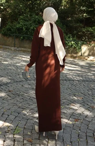 فستان محبوك بياقة مدورة 0511-05 بني 0511-05