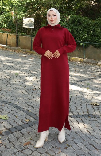Knitted Turtleneck Dress 0511-06 Claret Red 0511-06