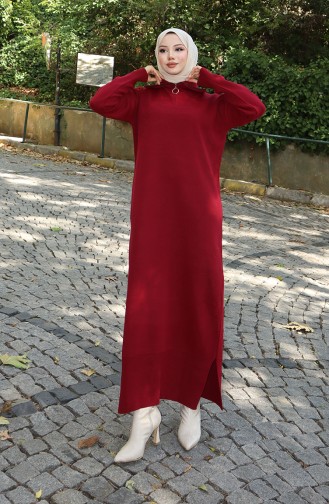 Knitted Turtleneck Dress 0511-06 Claret Red 0511-06