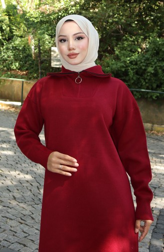 Knitted Turtleneck Dress 0511-06 Claret Red 0511-06