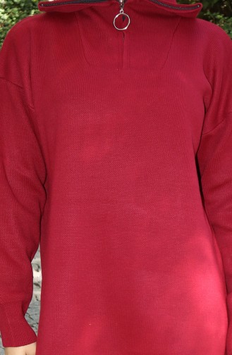 Knitted Turtleneck Dress 0511-06 Claret Red 0511-06