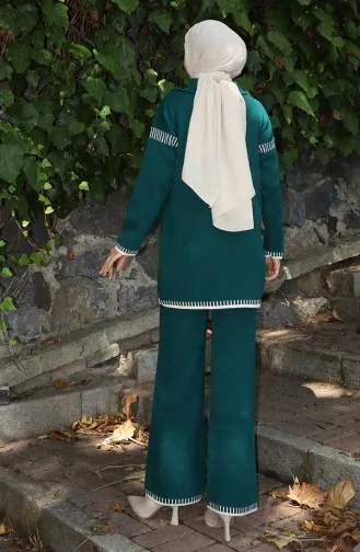 Gebreid Tuniek Met Ritskraag Broek Tweedelig Pak 1061-02 Petrol 1061-02