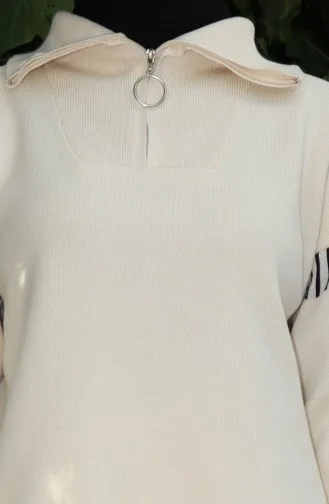 بدلة محبوكة من قطعتين، سترة وبنطلون وياقة وسحاب، لون بيج، 1061-06 1061-06