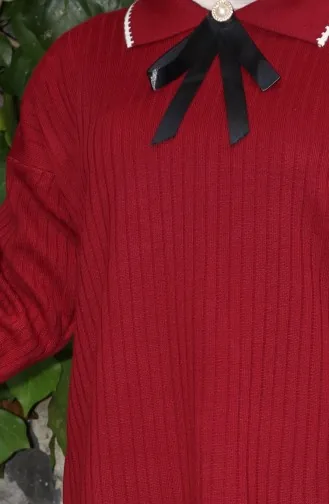 Strickmode Band Detail Tunika Hose Zweiteiler Anzug 1064-02 Weinrot 1064-02