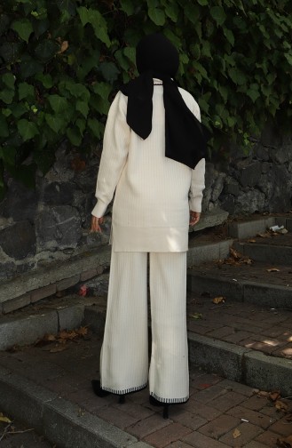 Triko Kurdale Detaylı Tunik Pantolon İkili Takım 1064-03 Bej