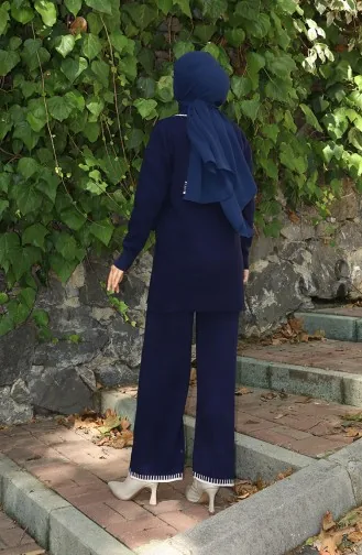 Strickmode Tunika Hose Zweiteiler Anzug 1064-06 Marineblau 1064-06