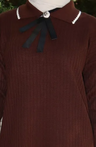 Strickmode Band Detail Tunika Hose Zweiteiler 1064-07 Braun 1064-07