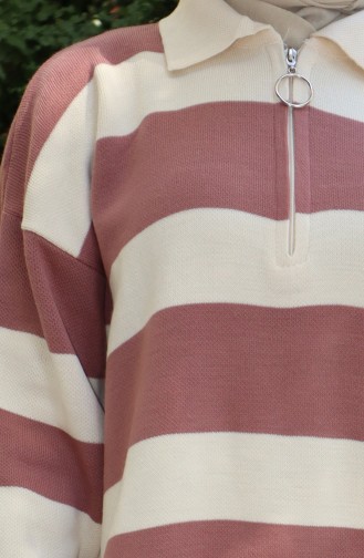 Gebreide Kleurblok Tuniek Met Rits 3003-01 Dusty Rose 3003-01