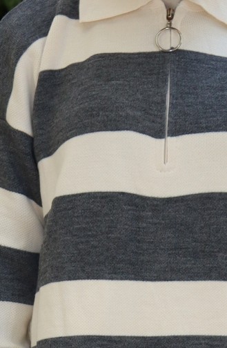Gebreide Kleurblok Tuniek Met Rits 3003-07 Grijs 3003-07