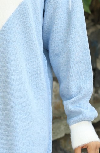 Knitwear V Pattern Garnished Tunic 3017-01 Blue 3017-01
