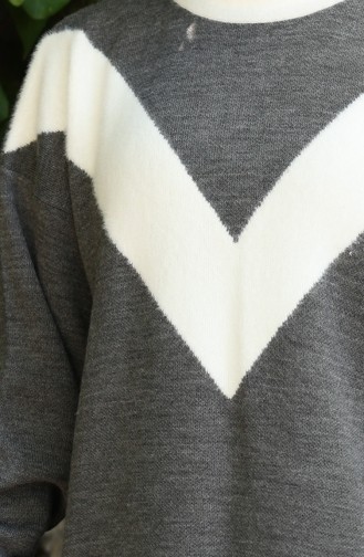 Strick Tunika Mit V-Muster 3017-03 Grau 3017-03
