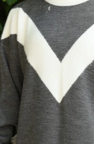 Strick Tunika Mit V-Muster 3017-03 Grau 3017-03