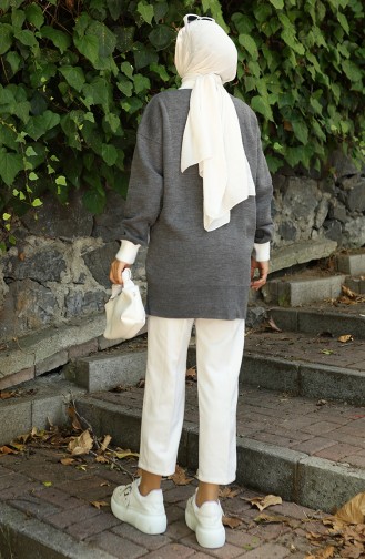 Strick Tunika Mit V-Muster 3017-03 Grau 3017-03