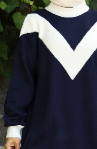 Strick Tunika Mit V-Muster 3017-05 Dunkelblau 3017-05