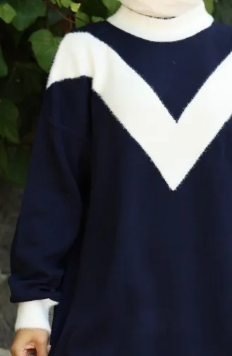 Strick Tunika Mit V-Muster 3017-05 Dunkelblau 3017-05