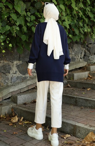Strick Tunika Mit V-Muster 3017-05 Dunkelblau 3017-05