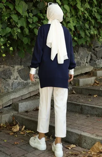 Strick Tunika Mit V-Muster 3017-05 Dunkelblau 3017-05