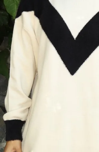 سترة محبوكة مزينة بنقشة حرف V 3017-09 بيج 3017-09