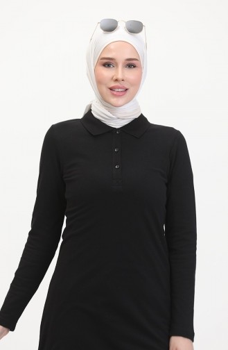 Polo Collar Placket Tunic 5037-02 Black 5037-02