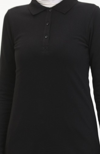 Polo Collar Placket Tunic 5037-02 Black 5037-02