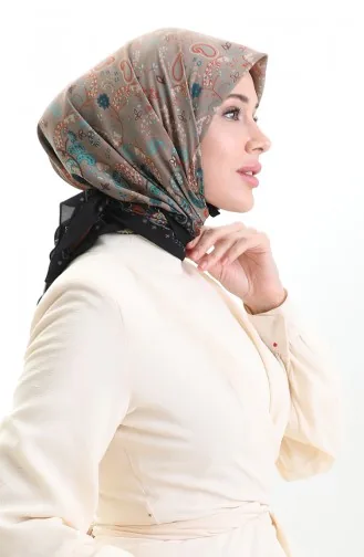 Karaca Desenli Cupra Eşarp 82015-01 Siyah Kiremit