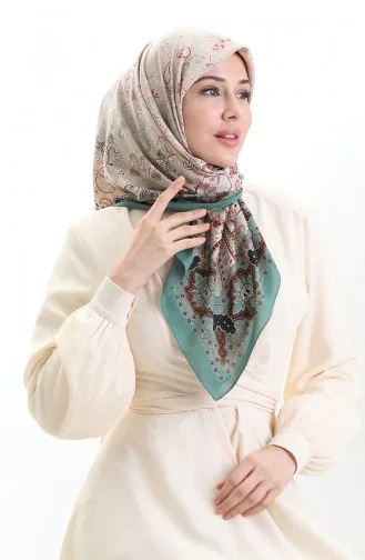 Karaca Desenli Cupra Eşarp 82015-04 Yeşil Kahverengi