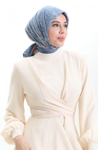 Karaca Patterned Cupra Scarf 82015-05 Blue Tile 82015-05