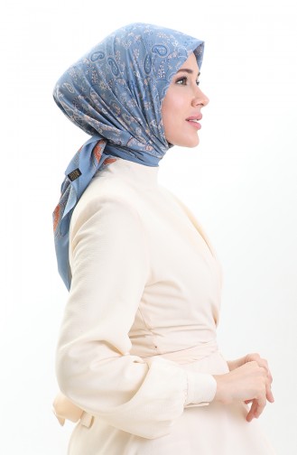 Karaca Patterned Cupra Scarf 82015-05 Blue Tile 82015-05