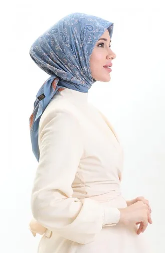 وشاح كاراكا كوبرا منقوش 82015-05 أزرق قرميدي 82015-05