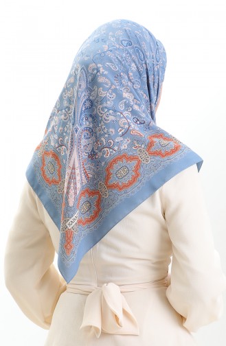 Karaca Patterned Cupra Scarf 82015-05 Blue Tile 82015-05