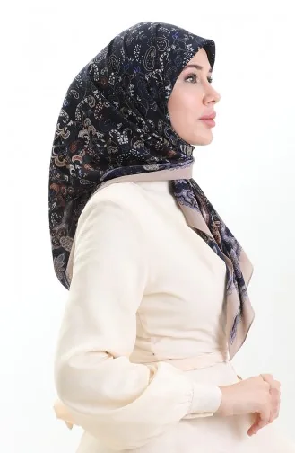 وشاح كاراكا كوبرا المنقوش 82015-06 من المنك الفاتح والأزرق الداكن 82015-06