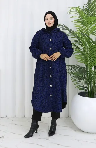 Kasjmier Jas Met Luipaardmotief En Capuchon 0187-03 Saks Zwart 0187-03