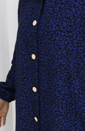 Leopard Pattern Hooded Cashmere Coat 0187-03 Saks Black 0187-03