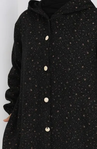 Kasjmier Jas Met Druppelpatroon En Capuchon 0187B-03 Zwartbruin 0187B-03