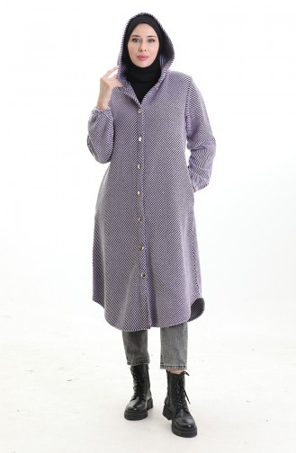 Hooded Buttoned Cashmere Coat 0201-01 Lilac 0201-01