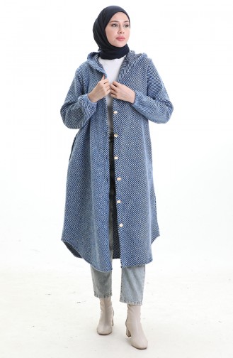 Kasjmier Jas Met Capuchon En Knopen 0201-02 Indigo 0201-02