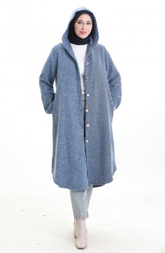 Kasjmier Jas Met Capuchon En Knopen 0201-02 Indigo 0201-02
