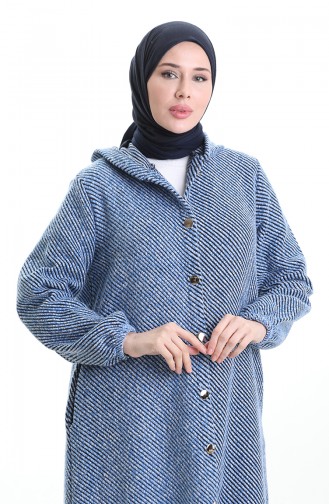 Kasjmier Jas Met Capuchon En Knopen 0201-02 Indigo 0201-02