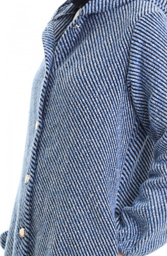 Kasjmier Jas Met Capuchon En Knopen 0201-02 Indigo 0201-02