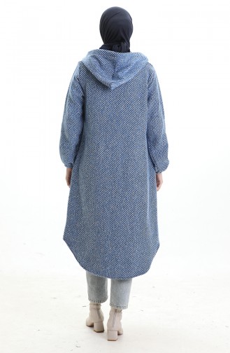 Kasjmier Jas Met Capuchon En Knopen 0201-02 Indigo 0201-02